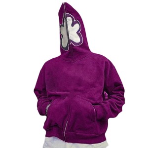 Sudadera con capucha pasamontañas de invierno para hombre de algodón 100%, diseño de doble capucha con cierre de cremallera, protección contra el clima frío, técnica bordada - Product Image 2
