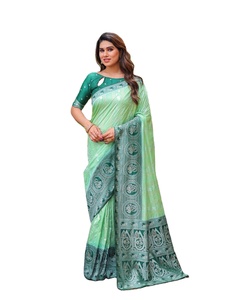 Tissage Banarasi Zari multicolore pour femmes Royal et Rich Dhwaja Export avec un beau sari imprimé numérique floral - Product Image 1
