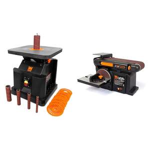 Lijadora de husillo oscilante eléctrica con mesa de biselado grande y base de hierro fundido para lijadora de banda y disco - Product Image 6