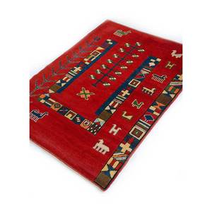 Alfombra de Lana Anudada a Mano de Gran Tamaño Nuray Pae-278, Patrón Geométrico Abstracto para Entrada, Pasillo, Rectangular 9x12'', Rojo Naranja - Product Image 2