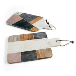 Most Popular & Fancy Design Natural <b>Marble</b> and Wood Chopping <b>Board</b> Hot Selling Oval Shape Chopping <b>Board</b> With Hanging Hole - Product Image 5