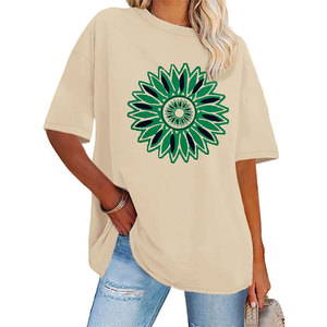 Nuevo diseño, camisetas de manga corta, camisetas de algodón 100% de alta calidad para mujer, camisetas de moda informales con estampado Digital para mujer - Product Image 2