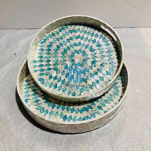 Bandeja de Servicio de Lujo con Incrustaciones de Concha de Nácar, Bandeja Decorativa para Hotel, Restaurante, Decoración de Mesa de Boda - Product Image 5