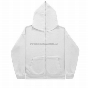 Sweats à capuche personnalisés en coton à double fermeture éclair bidirectionnelle Sweats à capuche surdimensionnés vierges lavés à l'acide en détresse avec fermeture éclair sur tout le visage pour hommes - Product Image 2