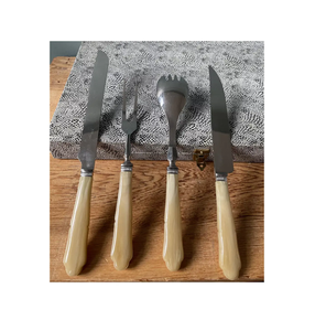 Juego de cubiertos de acero con espejo de cantidad a granel con mango de cuerno de hueso Cuchara de cuerno de acero 100% con espejo - Product Image 2