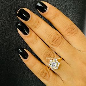 Anillo de compromiso de solitario de diamante CVD de 1 quilate de oro macizo de 14 quilates, anillo de diamante solitario de diamante cultivado en laboratorio de corte redondo de 1 quilate - Product Image 4