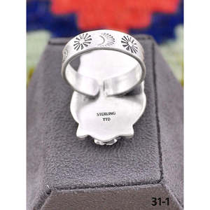 Bague ajustable en argent sterling plaqué or rose et turquoise noire, faite à la main au sud-ouest, avec sertissage invisible – Cadeau - Product Image 5