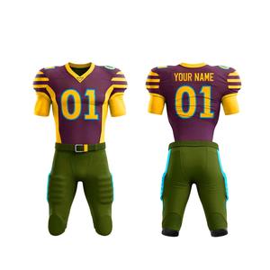 Ensembles d'uniformes de football américain personnalisés, fabrication en gros, vêtements de sport par sublimation, tissu 100% polyester doux et respirant - Product Image 1