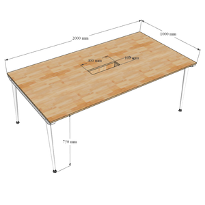 HBCO009 100x200cm Minimalist Modern Conference <b>Table</b> with CONE System Steel Legs Assembly Required for <b>Office</b> or Hotel Use - Product Image 6