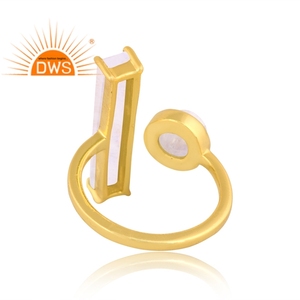 Dernier modèle de bague ajustable en argent sterling 925 plaqué or 18 carats pierre lune arc-en-ciel Demi Fine Jewelry Manufacturer - Product Image 4