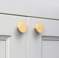 Boutons ronds classiques modernes en laiton massif avec finition or brossé pour commode, tiroir, chambre à coucher, salle de bain, armoires et cuisine