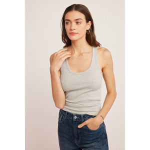 ETHIQUET LILLESOL Camiseta sin mangas básica de algodón con cuello redondo y corte ajustado con aspecto acanalado para mujer - Product Image 1