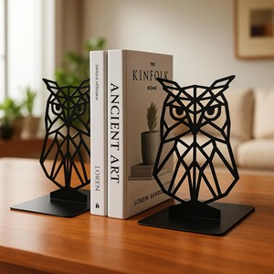 Black Geometric Owl Table Decor Metal Art Sculpture for Living Room Office Shelf Decoration Modern Home Accent Piece - Product Image 1