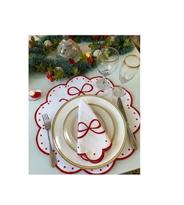 Bohemian chic linen <b>placemat</b> <b>for</b> wooden rustic dining <b>table</b> setting with fringed border handmade stylish design - Product Image 3