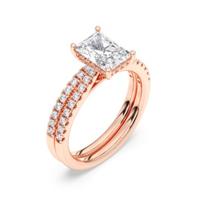 1.60 CT E-F/VVS-VS (กลาง1.00 CT) สดใส & ตัด Moissanite เพชรแหวนหมั้นกับวงจับคู่สีทอง - Product Image 1