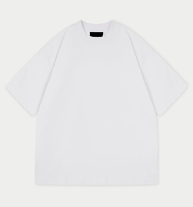 T-shirt Streetwear 100% Coton Coupe Oversize Col Rond Manches Courtes Couleur Unie Décontracté Épaules Tombantes en Maille Jersey - Product Image 1