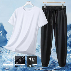 <span class=keywords><strong>Traje</strong></span> Deportivo de Verano para Hombre, Personalizado <span class=keywords><strong>con</strong></span> Logotipo OEM, de Seda Helada Transpirable y Elástica, <span class=keywords><strong>Camiseta</strong></span> de Manga Corta y Pantalones, Talla Grande - Product Image 5