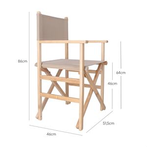 Sedia da Regista WELL HOME in Legno di Faggio con Finitura a Olio e Tela Grigio Pietra 51x46x86 cm - Product Image 3