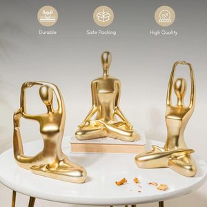 Sculpture de luxe dorée représentant une femme en position de yoga, objet décoratif pour la maison, accessoires d'intérieur - Product Image 4