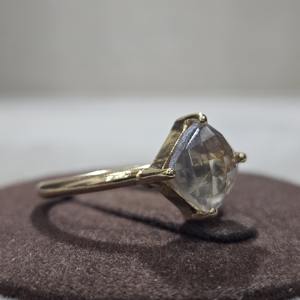 Excellente qualité faite à la main Designer Vintage 925 bague en argent Sterling Unique Smoky Gemstone coussin coupe bijoux plaqué or - Product Image 5