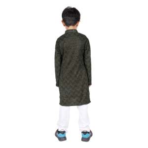 TRILOKI Kids <b>Kurta</b> Set for Boys Dark Olive Green Rayon Embroidered <b>Silk</b> Salwar Indian Traditional Ethnic Wear PARKID09 - Product Image 4