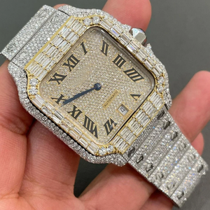 30 Carat VVS Diamant Montre À Quartz De Luxe Superlatif Montre De Business Glacé Analogique En Acier Inoxydable De Haute Qualité Fabricant Indien - Product Image 1