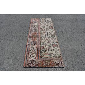 Alfombra turca Vintage de 2,7x6,8 pies hecha a mano, alfombra de felpa azul naranja, Material de lana, respaldo de látex, Patchwork, pasillo, rectángulo - Product Image 1