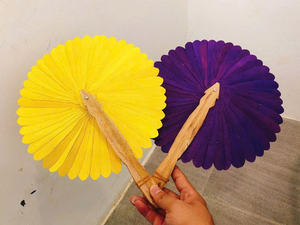 Abanico de Hojas de Palma, Abanico Plegable Tejido a Mano para Recuerdo de Boda, Decoración, Logotipo Personalizado de Vietnam, Ms Violet - Product Image 5