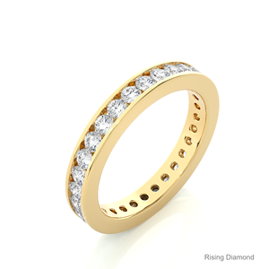 1.2 CTW Round Lab Grown Diamond Full Eternity <b>Set</b> in Yellow Gold Wedding Band Anniversary Gift <b>Rings</b> - Product Image 3