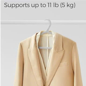 Durable Injection Molded Plastic Coat Hangers 50 Pack Wide Shoulder Notches Space Saving Design for Closet Organization - Product Image 5