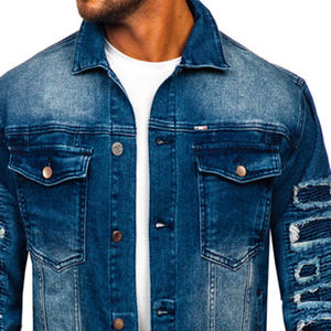 แจ็กเก็ตยีนส์สำหรับผู้ชายแจ็กเก็ตยีนส์ออกแบบได้ตามต้องการดีไซน์ล่าสุด - Product Image 3
