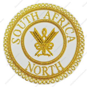 INSIGNIA DE VESTIDO PROVINCIAL DE ARTESANÍA MASÓNICA PARA SECRETARIA-INSIGNIA DE LINEAS DE ORO BORDADO A MANO-INSIGNIA DE DELANTAL MASÓNICO - Product Image 1