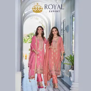 أحدث الأورجانزا الهندية الثقيلة مع التطريز الرائع مجموعة بدلة الزفاف الباكستانية بواسطة Royal Export