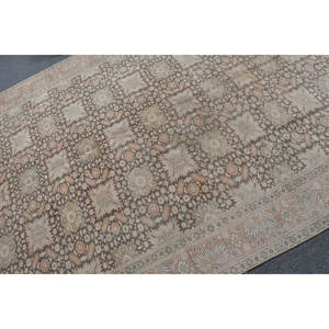 Alfombra de lana Beige antigua de 6,4x9,5 pies, alfombra turca Vintage hecha a mano, retales Rectangulares de látex para dormitorio adolescente, pasillo, felpa - Product Image 5