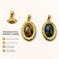 Ciondolo Collana Famiglia Sacra Personalizzato in Ottone Placcato Oro 18k con Immagine della Vergine Maria e Angelo - Ingrosso