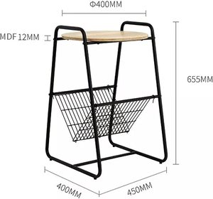 <b>Round</b> Display Wooden Top <b>Storage</b> <b>Side</b> <b>Table</b> Handmade High Quality Metal Strong Weight Lifted Nest and Wooden Metal <b>Side</b> <b>Tables</b> - Product Image 3