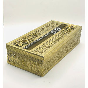 Fabuloso servilletero Rectangular caja de pañuelos de latón de Metal de alta calidad para encimera de cocina decoración de hogar y oficina caja de pañuelos - Product Image 4