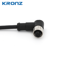Connecteur femelle coudé KRONZ M12, codage A, 4 broches, câble pré-câblé 2m, non blindé, IP67, prise à verrouillage par vis, capteur, PVC/alliage noir