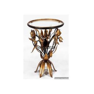 Diseño elegante y hermoso con soporte de diseño de hoja de oro Decoración de vidrio transparente Restaurante y mesa de centro de café de hotel - Product Image 6