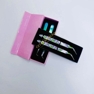 Pince à épiler pour cils GETUP BROSONS IMPEX de haute qualité en acier inoxydable, plusieurs couleurs, pointe lisse, poignée diamantée, antimagnétique - Product Image 5