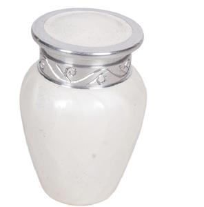 Antique Premium White Finish Decorative Metal Cremation Urn Memorial Urn Durable with Polished Design at wholesale price - Product Image 3