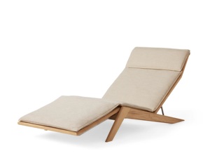 Mobilier d'extérieur en bois de teck massif de haute qualité Chaise longue design moderne avec coussin imperméable pour patios ou jardins d'hôtel - Product Image 2