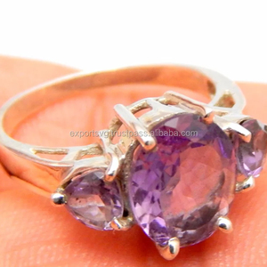 Anillo de Bodas de estilo clásico de Plata de Ley 925 certificado para mujer Adorable piedra preciosa de cuarzo amatista certificado CMA - Product Image 3