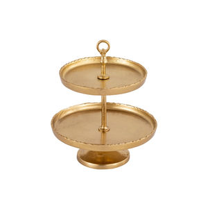 Unique Style Brass <b>Cake</b> Stand Arabic <b>Gold</b> Finished Premium Design 2 Tier <b>Cake</b> Stand for Hotel Parties Table <b>Top</b> Decor - Product Image 1