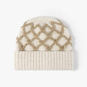 Gorro de punto de gofres de hilo mixto cálido de invierno Multicolor para mujer, gorro térmico con logotipo personalizado - Product Image 5