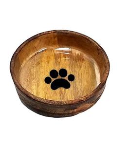 Wood Feeding <b>Bowl</b> Pet Feeder Two-Tone (Warm Brown White) One Size Steel <b>Bowls</b> <b>for</b> Food or <b>Water</b> - Product Image 5
