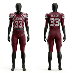 Premium Women American Football Uniform <b>Maroon</b> White Compression Stretch Jersey GSM Athletic Panel Design Custom Logo Heat Press - Product Image 1