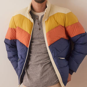 Men Multicolor Stripe Puffer Jacket Warm Winter Fashion Outerwear Color Block Down Coat Lightweight Casual Stylish Zipper - Product Image 5