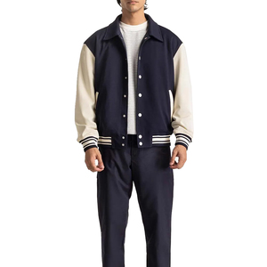 Veste universitaire pour hommes personnalisée avec corps en laine et manches en cuir logo brodé veste universitaire de baseball Letterman College - Product Image 1