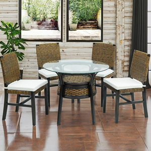 Comfortable Asian Dining Set with Rattan <b>Frame</b> ATHENA <b>Antique</b> Design Dining Room Furniture for Apartment Villa & Hotel Use - Product Image 6